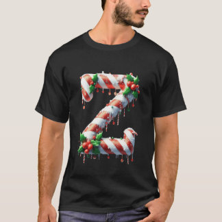 Z Christmas Candy Cane Letter Joy T-Shirt