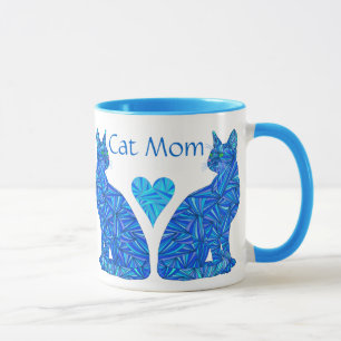 Z Custom Cat Mum Abstract Sitting Cats Cup