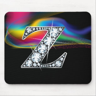"Z" Diamond Bling with Rainbow Swirl Mousepad