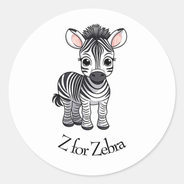 Z for Zebra Classic Round Sticker (Front)