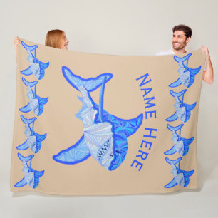 Z Great White Shark Colourful Sea Animal Fleece Blanket