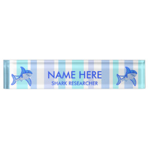 Z Great White Shark Colourful Sea Stripes Nameplate