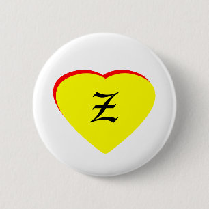 "Z" Heart Yellow Red Wedding Invitation The MUSEUM 6 Cm Round Badge