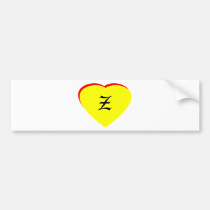 "Z" Heart Yellow Red Wedding Invitation The MUSEUM Bumper Sticker