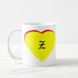 "Z" Heart Yellow Red Wedding Invitation The MUSEUM Coffee Mug
