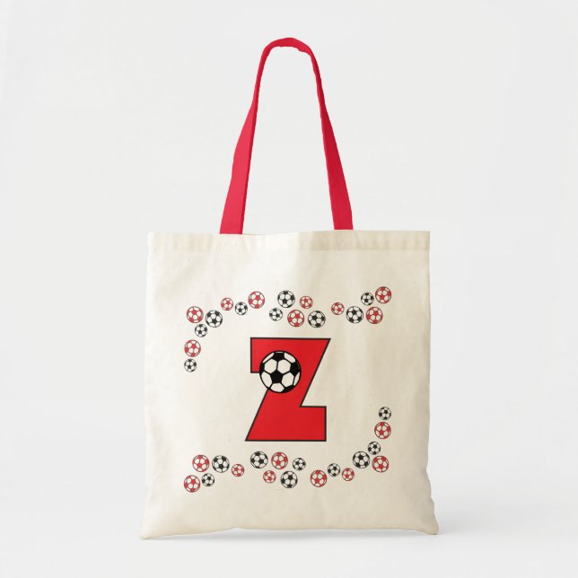 Z in Soccer Red Monogram Tote Bag (Front)