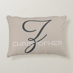 Z Initial Calligraphy Name Taupe Tan Neutral Chic Decorative Cushion