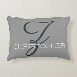 Z Initial Personalised Name Black White Grey Decorative Cushion