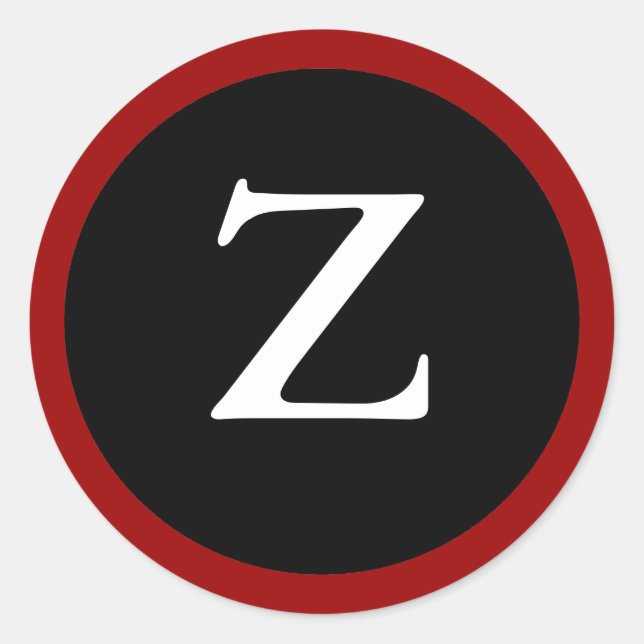 Z : Initial Z / Letter Z Modern Red Black Stickers (Front)