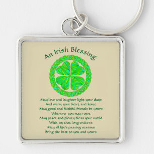 Z Irish Blessing Celtic Shamrock Key Ring