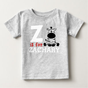 Z is for Zachary & Kids Name Personalised Baby T-Shirt