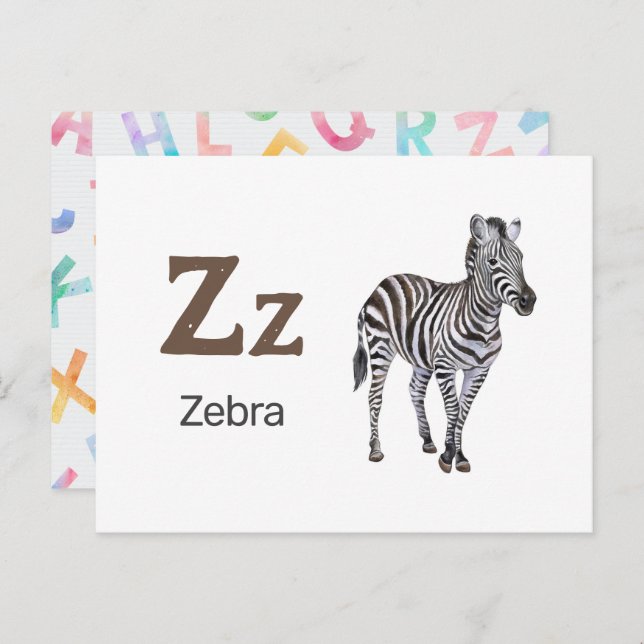 Z is for Zebra - Alphabet Flash Card (Front/Back)