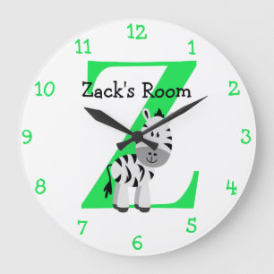 Z is for Zebra and Zack-Child's Bedroom Large Clock