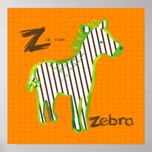 'Z is for zebra' digital painting poster