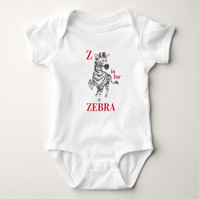 Z is for ZEBRA Whimsical  Baby Bodysuit (Front)