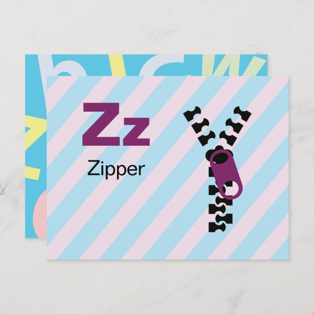 Z is for Zipper - Alphabet Flash Card (Front/Back)