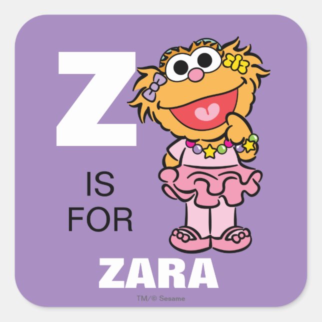 Z is for Zoe | Add Your Name Square Sticker (Front)