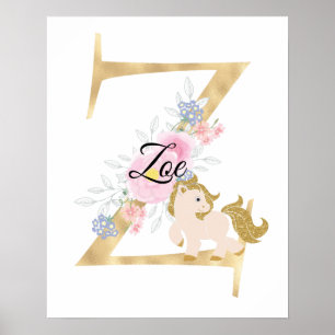 Z letter personalised name monogram with pony poster
