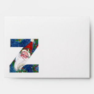Z LETTER / SANTA CLAUS WITH RED RIBBON MONOGRAM ENVELOPE