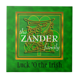 Z "Luck of the Irish" Family Custom Monogram Tile