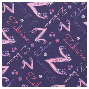 Z monogram and personalised name Zabrina fabric