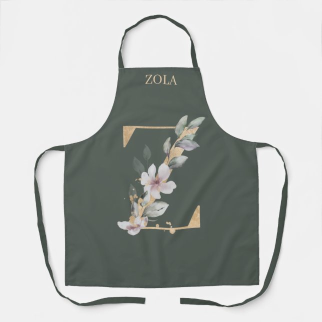 Z Monogram Floral Personalised Apron (Front)