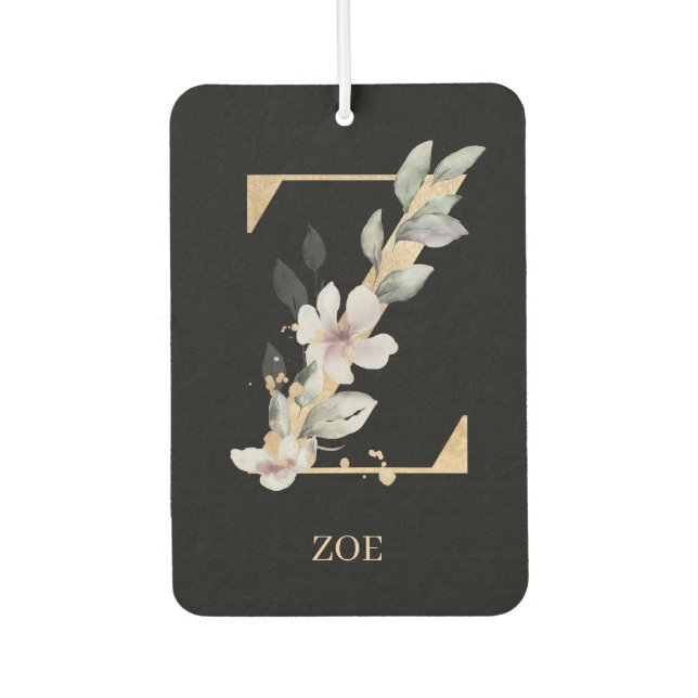 Z Monogram Floral Personalised Car Air Freshener (Front)