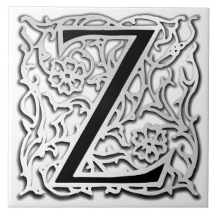 Z Monogram "Silver Besque" Ceramic Tile