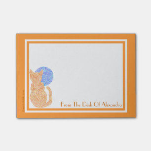 Z Personalised Orange Cat And Moon From The Desk Post-it Notes