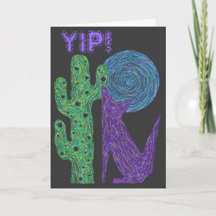 Z Purple Coyote Wolf Colourful Southwestern Design Card