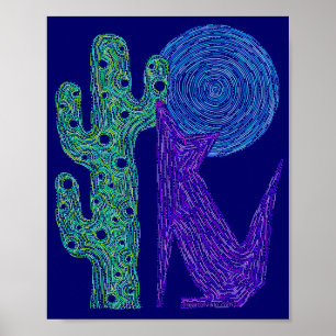 Z Purple Coyote Wolf Colourful Southwestern Design Poster