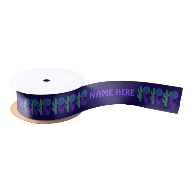 Z Purple Coyote Wolf Colourful Southwestern Design Satin Ribbon (Spool)