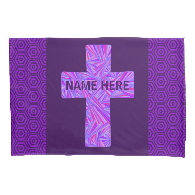 Z Purple Cross Christian Symbol Faith Religion Pillowcase (Front)