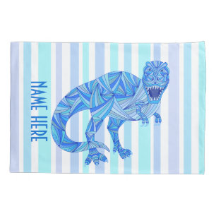 Z T-Rex Dinosaur Colourful Prehistoric Stripes Pillowcase