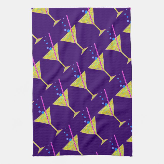 Z Yellow Abstract Happy Hour Cocktail Party Tea Towel (Vertical)