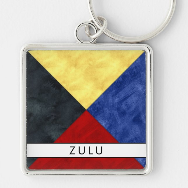 Z Zulu Nautical Signal Flag + Your Name Key Ring (Front)