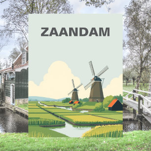 Zaandam, Netherlands Windmills Travel Vintage Postcard