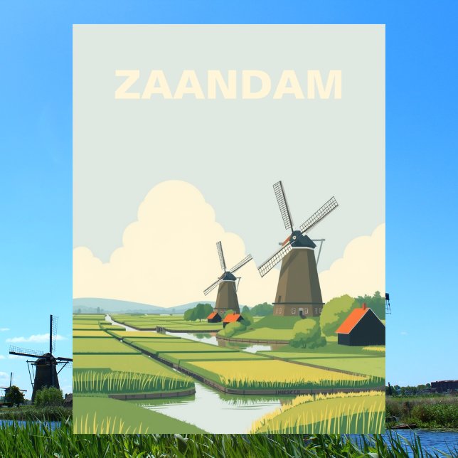 Zaandam, Netherlands Windmills Travel Vintage Postcard (Creator Uploaded)