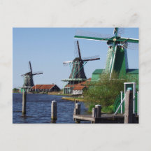 Zaanse Schans Dutch windmills in green and white