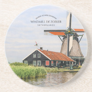 Zaanse Schans Windmill Watercolor Dutch Heritage Coaster