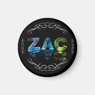 Zac  - The Name Zac in 3D Lights (Photograph) Magnet