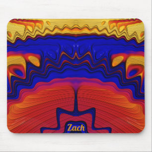 ZACH ~ Zany Hot Yellow, Red, Orange and Blue Mouse Pad