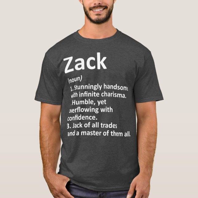 ZACK Definition Personalised Name Funny Birthday T-Shirt (Front)