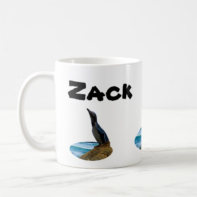 Zack Name With Penguin, Coffee Mug (Left)