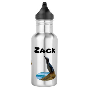 Zack Name With Penguin, Water Bottle