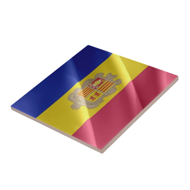 zAD001 Waving FLAG Andorra, Ceramic Tile (Side)
