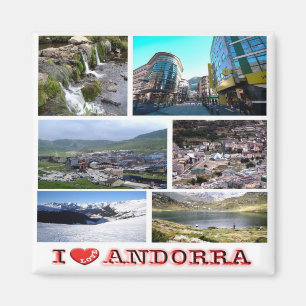 zAD019 I LOVE Andorra, Mosaic, Fridge Magnet