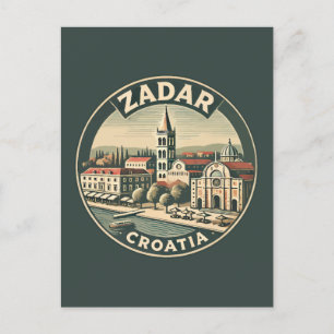 Zadar Croatia Illustration Travel Art Badge Postcard