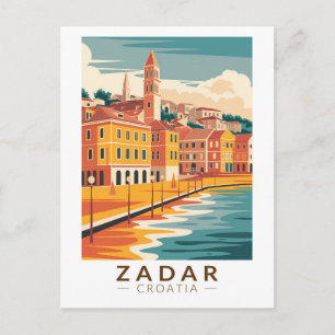 Zadar Croatia Illustration Travel Art Vintage Postcard