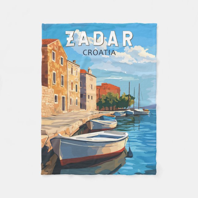 Zadar Croatia Travel Art Vintage Fleece Blanket (Front)